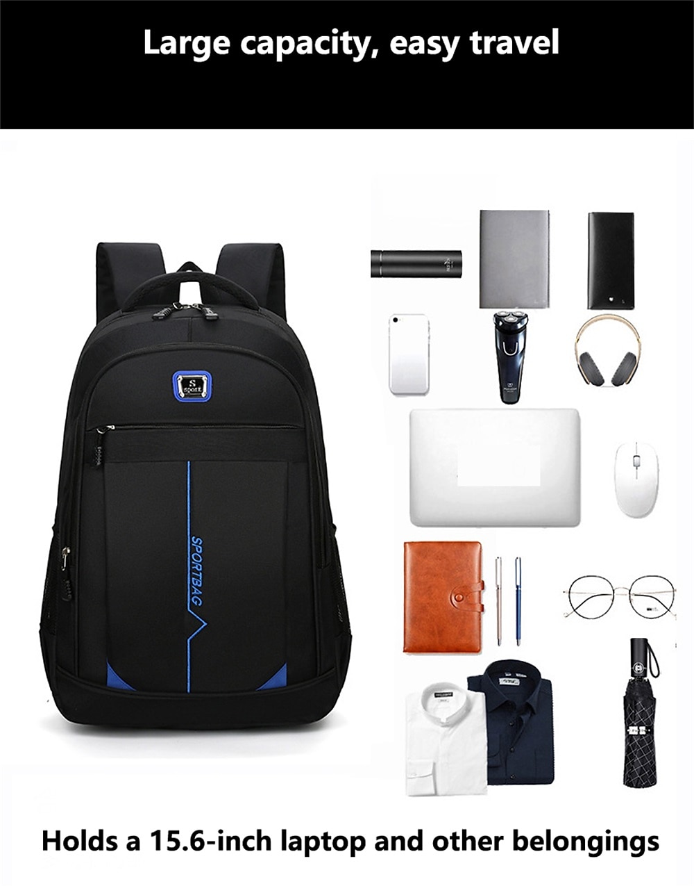 Waterproof Men's Backpack for Work, 15.6" Laptop Business Backpack, College School Backpack, Travel Backpack for Boys and Girls, Book Bag, Anti-Vibration and Large Capacity 2025 - $31.99 –P11