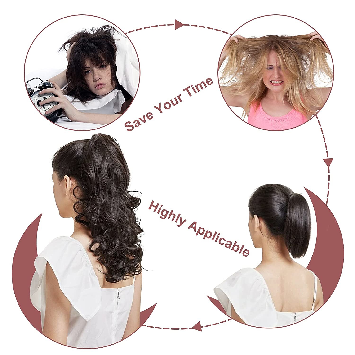Klem In / Op Paardenstaart Klassiek / synthetisch / Gemakkelijk aankleden Synthetisch haar Haar stuk Haarextensies Golvend / Natuurlijk golvend 55.9 cm Feest / Uitgaan / Alledaagse kleding / Vakantie 2025 - $14.49 –P2