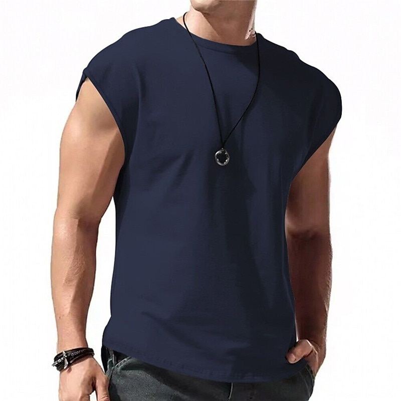 Herr Linne Undertröjor Ärmlös tröja Ärmlös Rund hals Sommar Slät Mode Designer Muskel Utomhus Utekväll Gym Svart Vit Rubinrött Topp t-shirt för män 2025 - $15.99 –P10