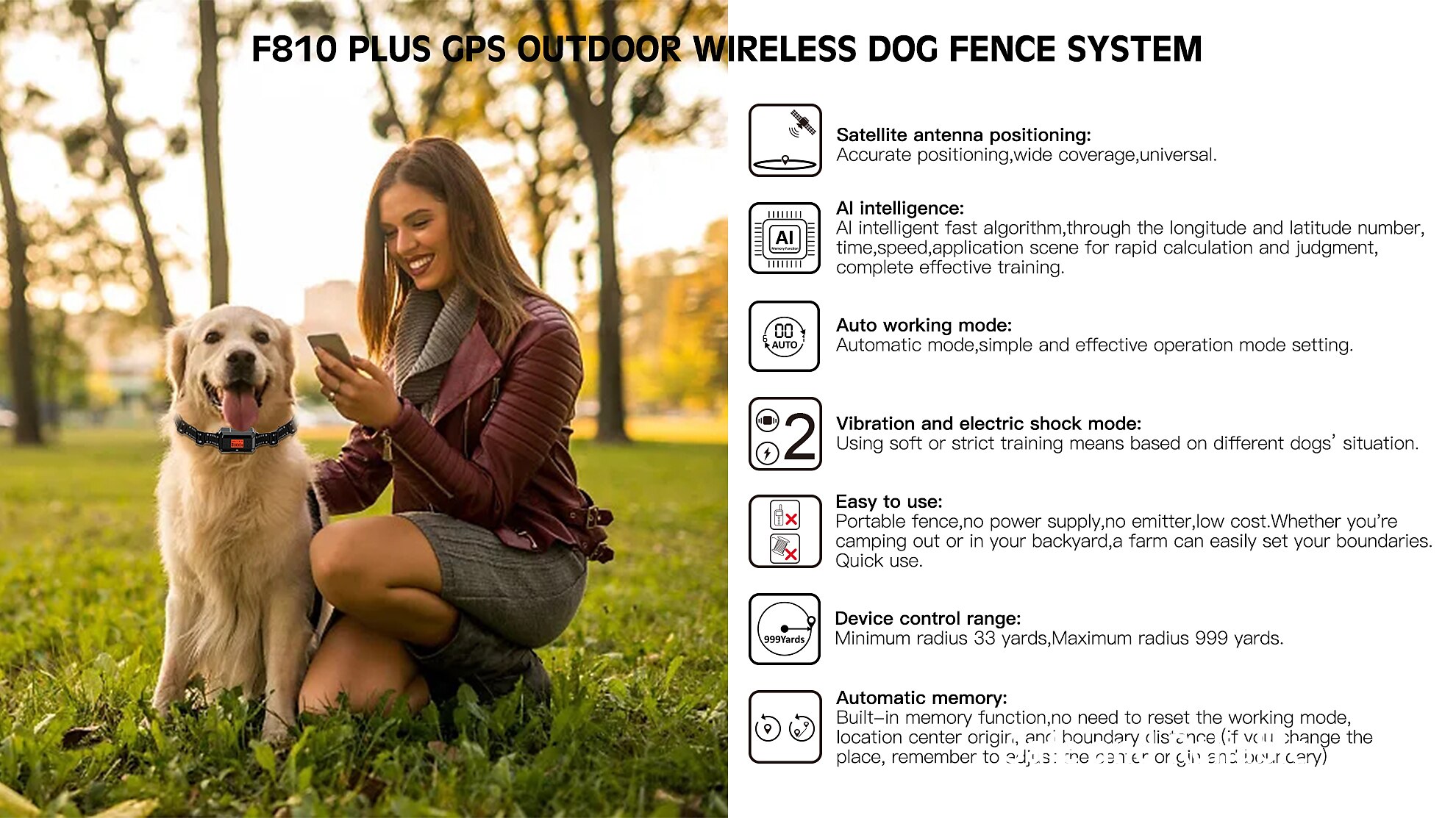 2025年 GPS ワイヤレス犬用フェンス 電動犬用フェンス ペット封じ込めシステム 範囲 33-999 ヤード 調整可能な警告強度 充電式 無害ですべての犬に適しています (2023 年の新モデル!)  コレクション – $143.99 –P14