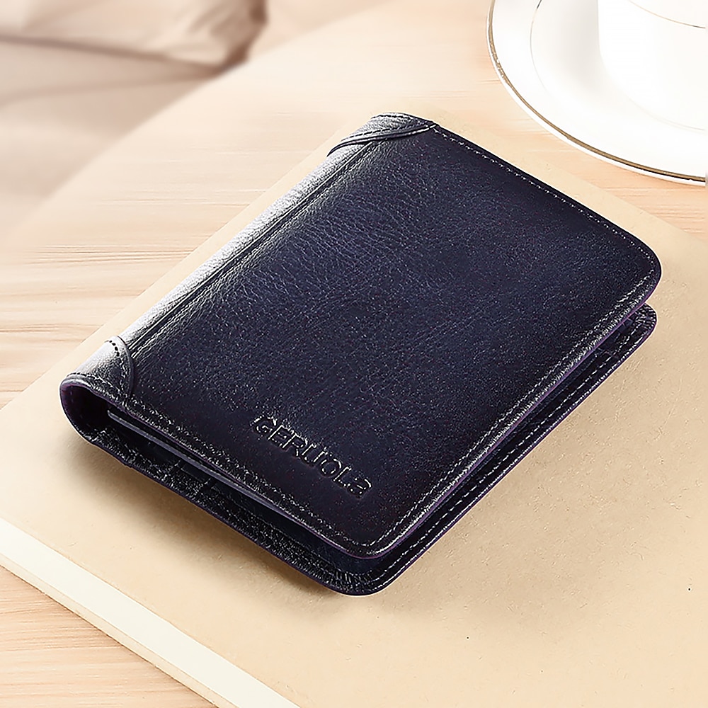 Cartera de piel de vaca con bloqueo RFID de gran capacidad para hombre: tarjetero de identificación plegable con protección de seguridad 2025 - $16.99 -P13