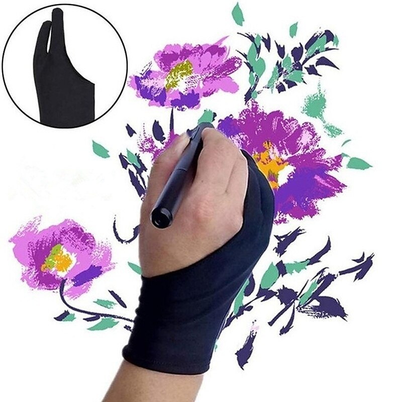 2pcs artista professionista che disegna due dita guanto antivegetativo per tavoletta grafica light pad (neroblurossoviolarosa) del 2025 a $6.99 –P2