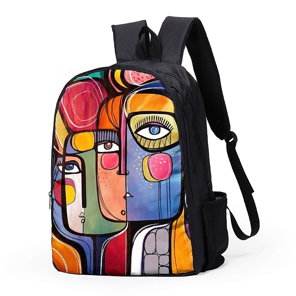 Sac à dos abstrait avec portrait féminin pour adolescentes – Sac d'école coloré avec imprimé artistique et grande capacité pour les filles élégantes de 2025 ? $26.99 –P4