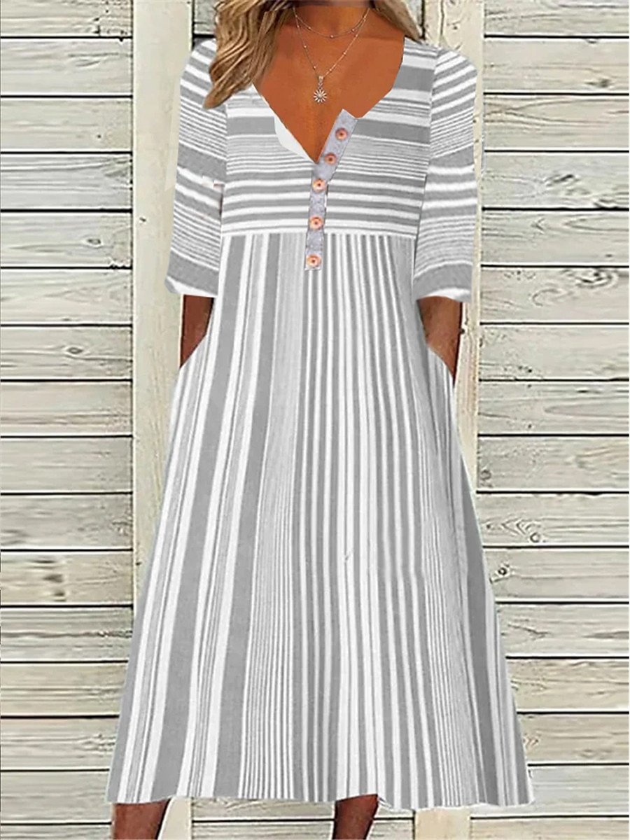 Tenue décontractée Robe d'été Robe imprimée Femme Géométrique marinière Imprimer Bouton Col fendu Mode Vêtement de rue Extérieur du quotidien Manche Courte Standard Rose Claire Bleu Vert Eté Printemps de 2025 ? $24.99 –P1