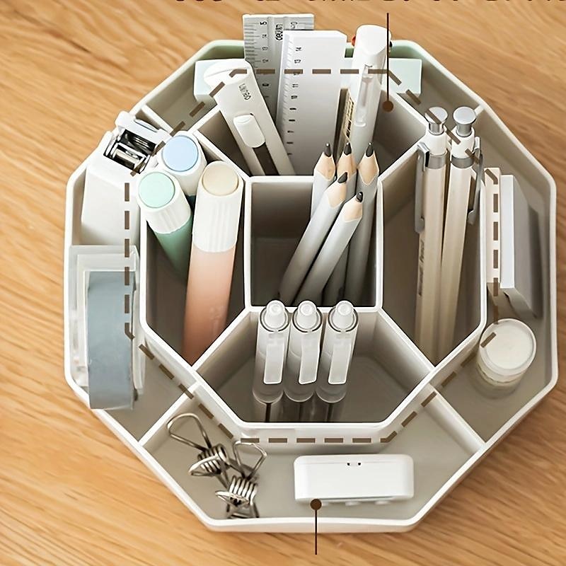 portapenne di grande capacità, portapenne multiscomparto, organizer per pennelli da trucco in plastica per scrivania, scatola per cosmetici da scrivania, organizer da scrivania, organizer per la del 2025 a $12.99 –P6