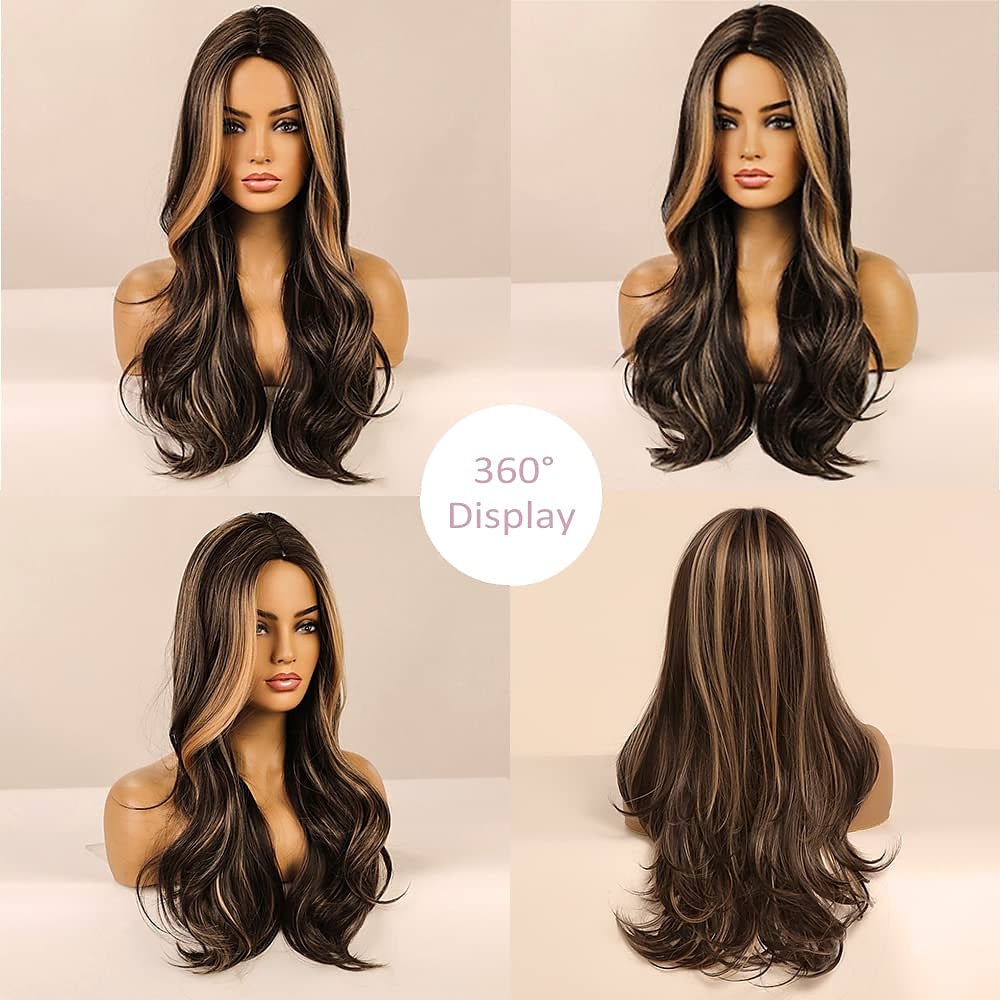 Barbiecore Movie Wigs Blonde Highlight Wigs for Women 26 Inch Long Curly Synthetic Wigs Middle Part Blonde Highlights Hair Wigs Loose Wavy Wigs Heat Resistant 2025 - $29.99 –P3