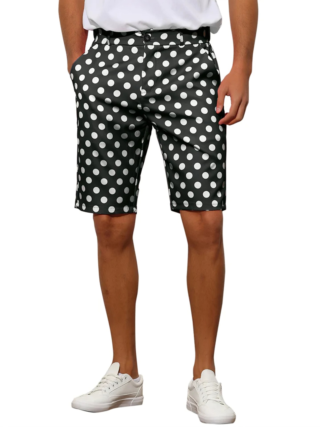 Per uomo Pantaloncini rosa Pantaloncini Pantaloncini chino Bermuda Pantaloncini da lavoro Tasche A pois Comfort Traspirante Esterno Giornaliero Per uscire Di tendenza Informale Nero Bianco del 2026 a $22.99 –P2