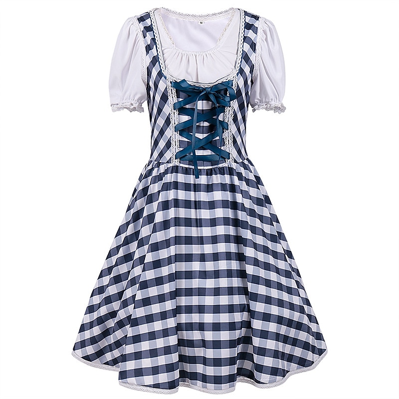 Oktoberfest Dirndl Trachtenkleader Oktoberfest / øl bayerske bayerske Wiesn Tradisjonell stil Enger Dame Tradisjonell stil klut Topp Kjole Forkle 2025 - $48.99 –P9