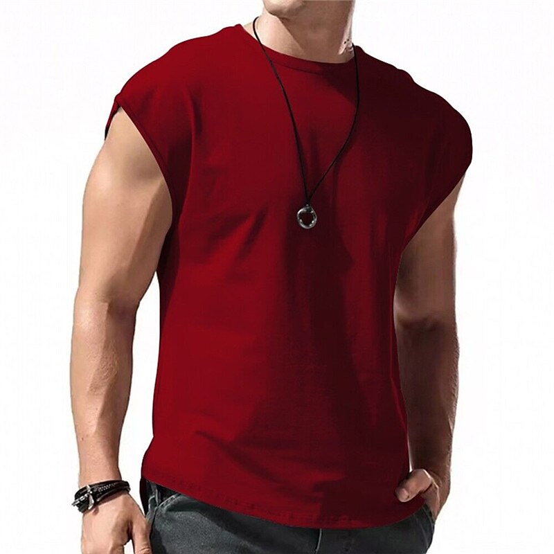 Herr Linne Undertröjor Ärmlös tröja Ärmlös Rund hals Sommar Slät Mode Designer Muskel Utomhus Utekväll Gym Svart Vit Rubinrött Topp t-shirt för män 2025 - $15.99 –P12