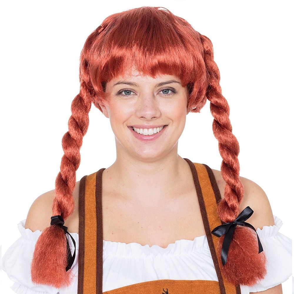 oktoberfest birra parrucche cosplay auburn bavarese fraulein codino trecce oktoberfest tedesco costume parrucca del 2025 a $21.99 –P1