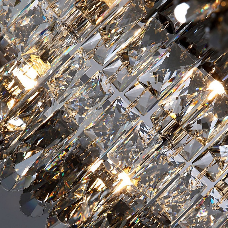 Lustre 60/80cm led cristal plafonnier cercle design design unique encastré lumières acier inoxydable led style nordique 110-240v de 2025 ? $687.89 –P8