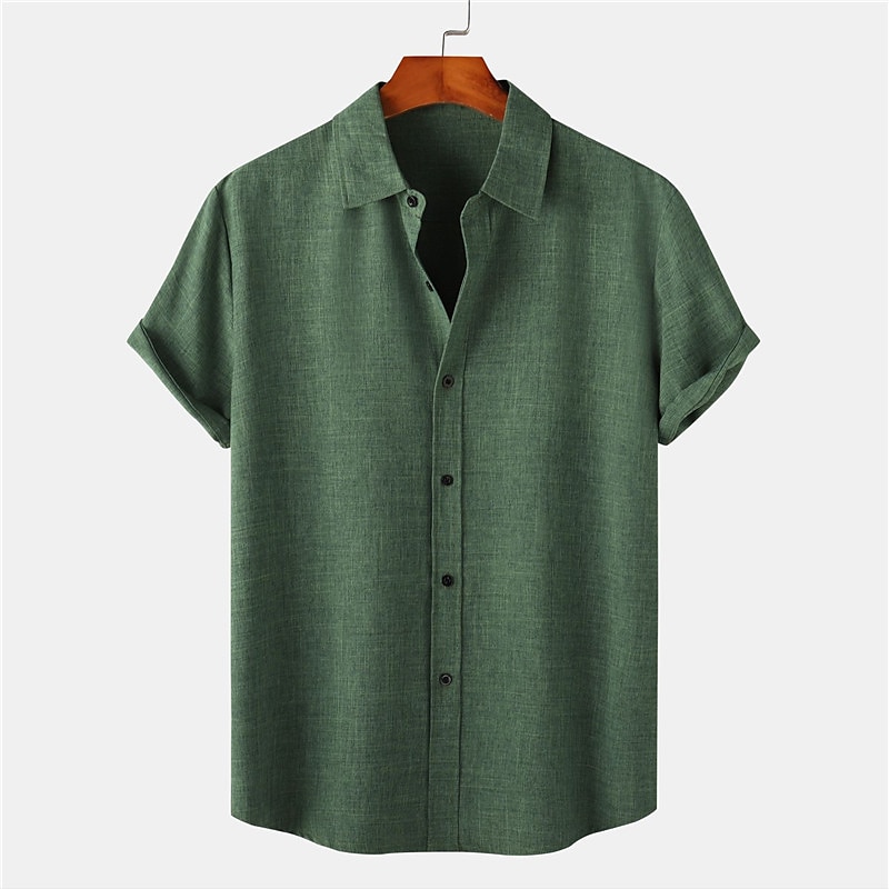 Per uomo Camicia Camicia di lino Camicia in cotone e lino Camicia Estiva Camicia casual Camicia da Spiaggia Semplice Vacanza Casuale Nero Rosa Verde scuro Viola chiaro Manica Corta Bavero Estate del 2025 a $38.99 –P1
