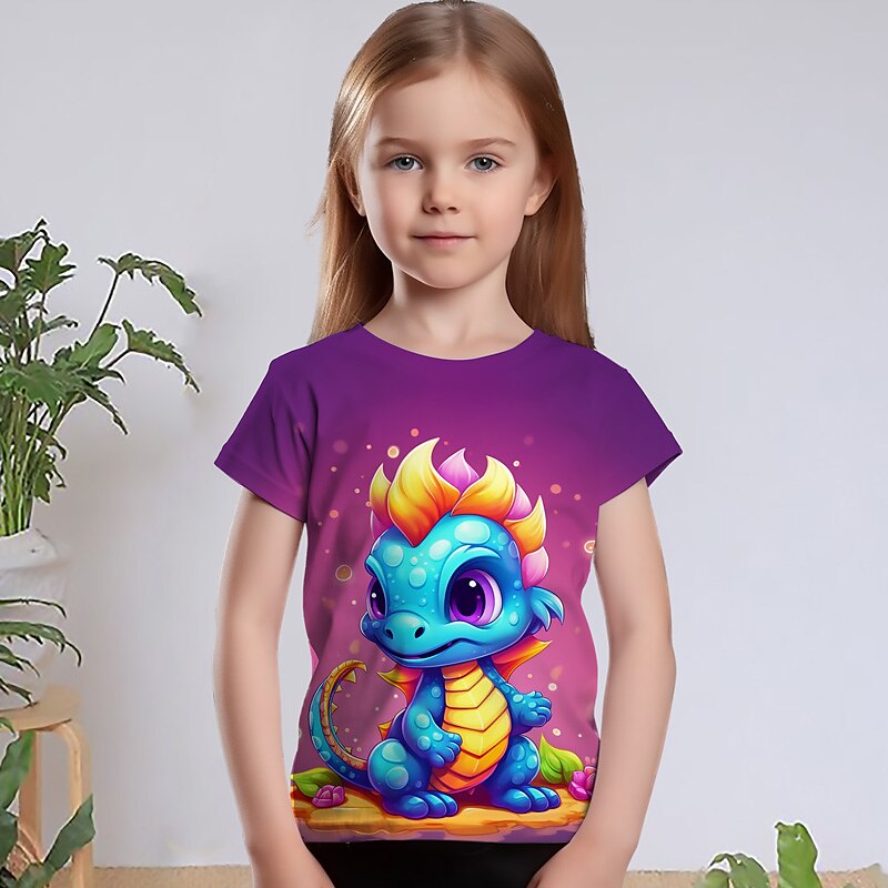 Girls' 3D Graphic Cartoon Unicorn T shirt Tee Short Sleeve 3D Print Summer Spring Active Fashion Cute Kids 3-12 Years Outdoor Casual Daily Regular Fit 2025 - $11.99 –P3