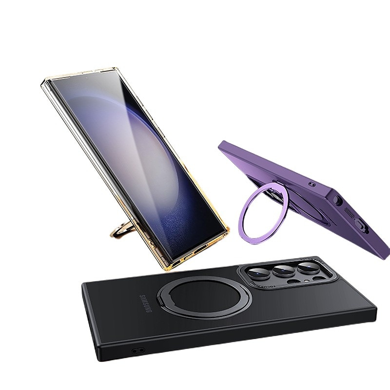 Phone Case For Samsung Galaxy S24 S23 Ultra Plus S23 S25 Ultra Magnetic Adsorption With Magsafe with Stand Holder Magnetic Full Body Protective TPU 2025 - $27.99 –P10