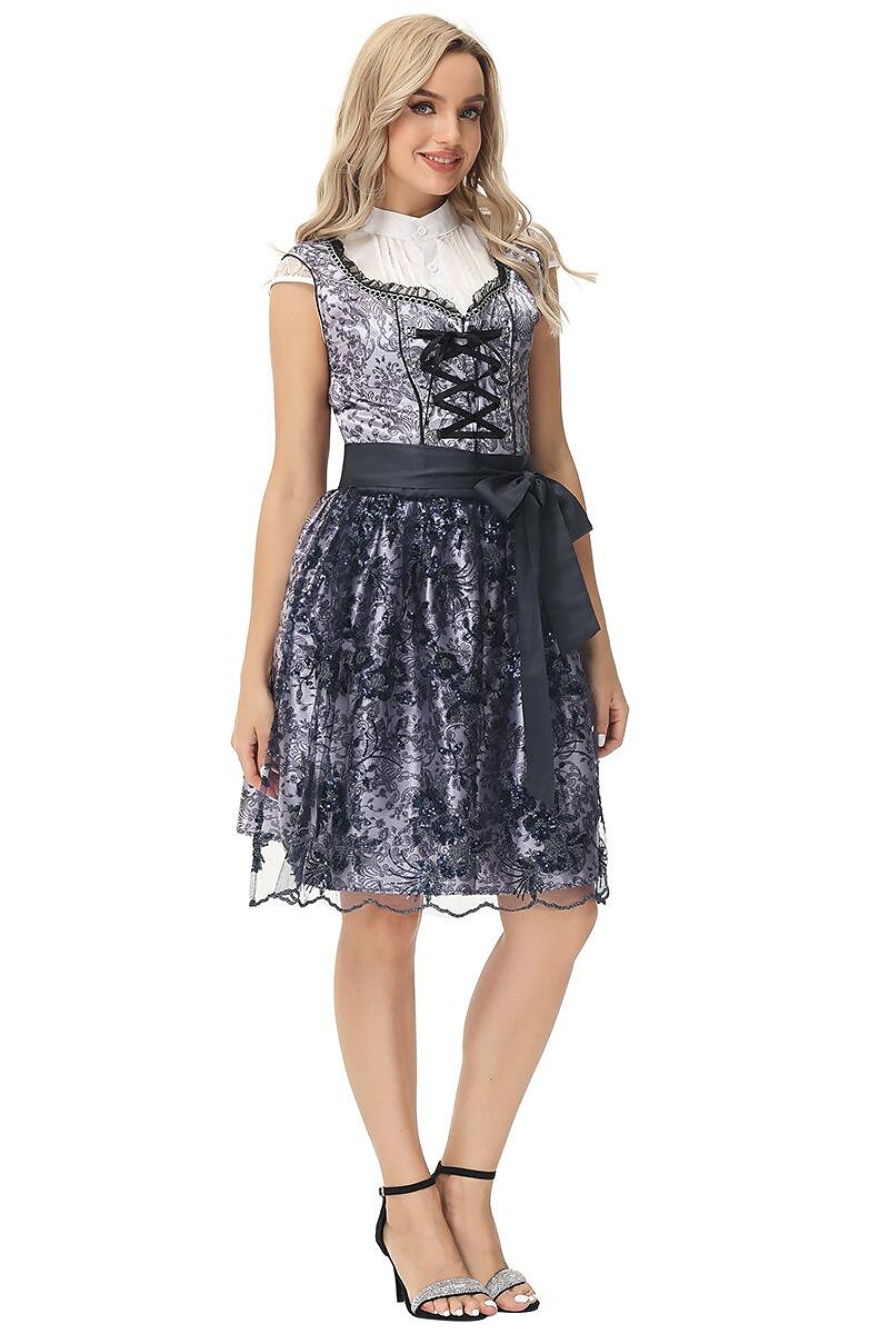 Oktoberfest Dirndl Trachtenkleader Oktoberfest / øl bayerske bayerske Wiesn Tradisjonell stil Enger Dame Tradisjonell stil klut Genser Kjole Forkle 2025 - $52.99 –P6