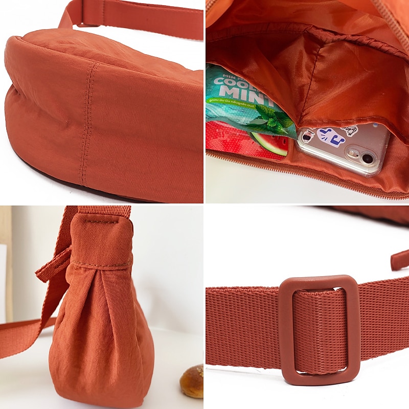 Women's Crossbody Bag Shoulder Bag Hobo Bag Nylon Daily Holiday Zipper Large Capacity Lightweight Durable Solid Color claret Lake blue Lemon Yellow 2025 - $18.99 –P7