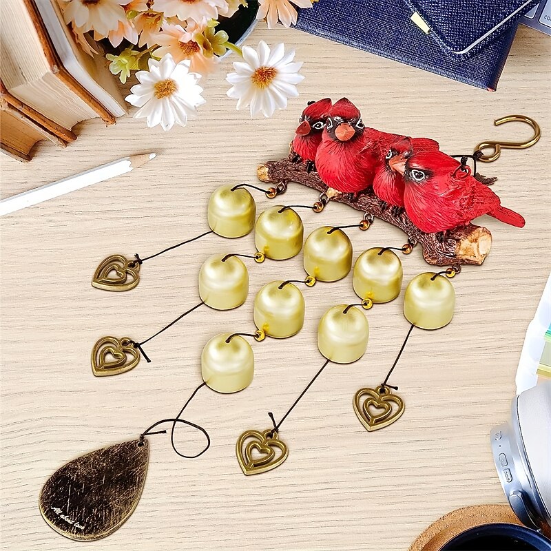 1 pc carillon éolien oiseau cardinal, carillons éoliens cloche oiseau rouge décorations extérieures ornement suspendu pour décor de jardin balcon fenêtre de 2025 ? $34.99 -P8