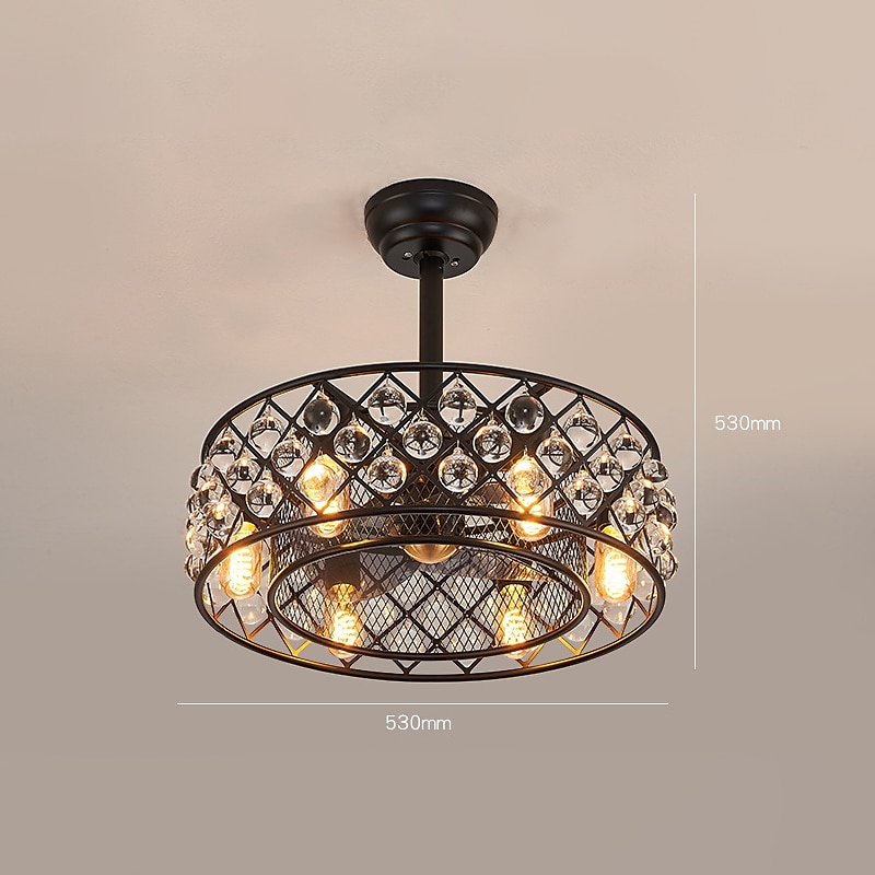 takvifte med lys krystallsvart 21" varmhvit led 6-hastighets timing reversible blader med fjernkontroll, husholdningsviftelysekrone, innendørs lavprofil innfelt takvifte 110-120v 2025 - $374.29 –P1