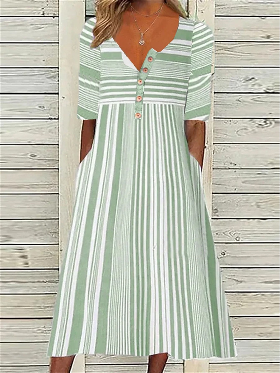 Tenue décontractée Robe d'été Robe imprimée Femme Géométrique marinière Imprimer Bouton Col fendu Mode Vêtement de rue Extérieur du quotidien Manche Courte Standard Rose Claire Bleu Vert Eté Printemps de 2025 ? $24.99 –P2