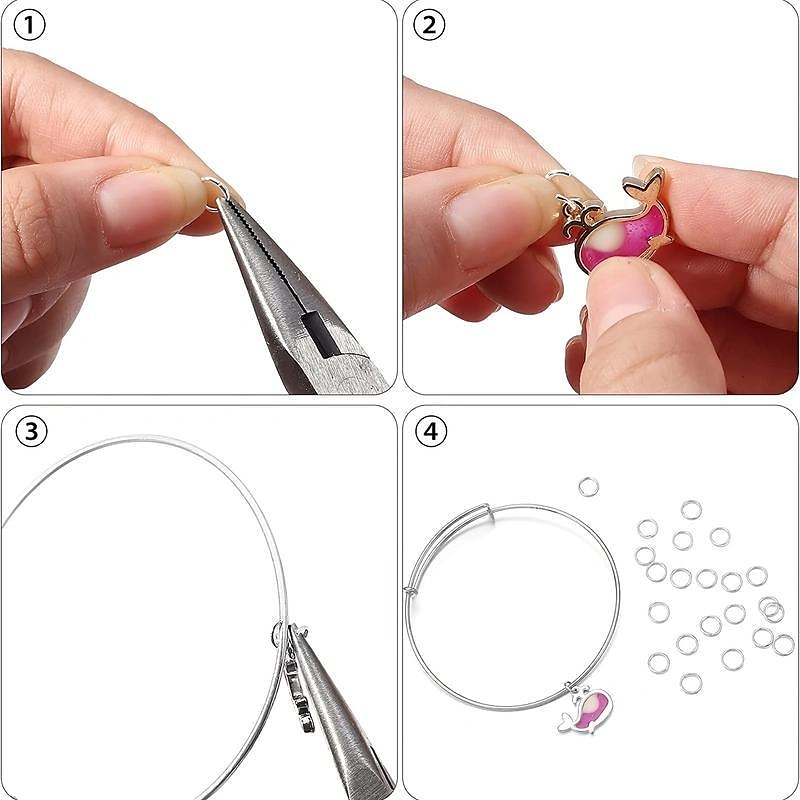 1010 Biegeringe, Biegeringe zur Schmuckherstellung, 6 Größen, geteilter Ring mit 1 Biegering-Öffnungs-/Schließwerkzeug für die Schmuckherstellung oder Reparatur von Halsketten, Ohrringen, Armbändern 2025 - $10.99 –P2
