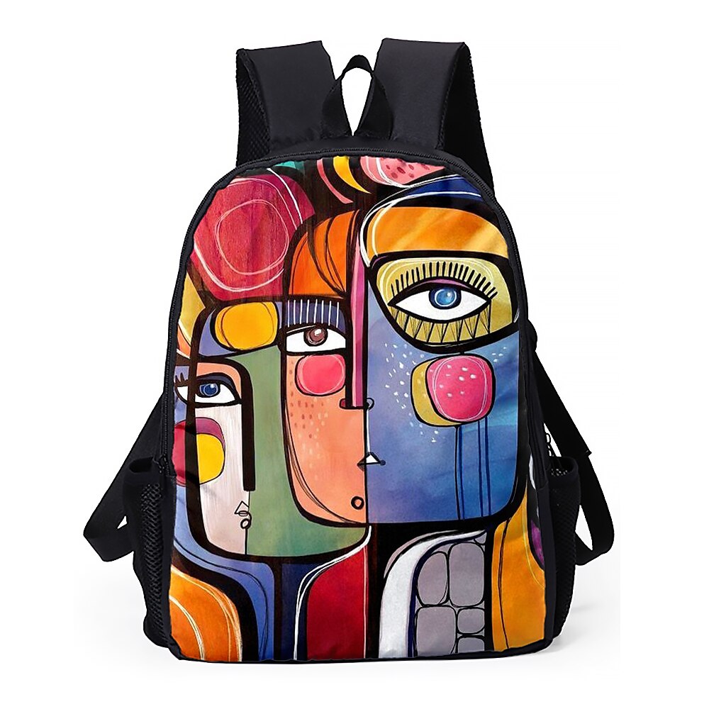 Sac à dos abstrait avec portrait féminin pour adolescentes – Sac d'école coloré avec imprimé artistique et grande capacité pour les filles élégantes de 2025 ? $26.99 –P12