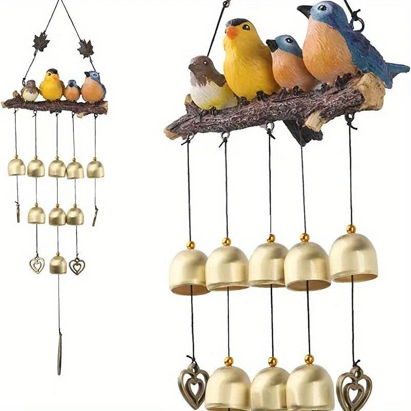 1 pc carillon éolien oiseau cardinal, carillons éoliens cloche oiseau rouge décorations extérieures ornement suspendu pour décor de jardin balcon fenêtre de 2025 ? $34.99 -P3