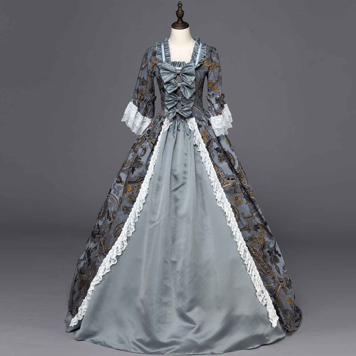 Vintage Rokokoo Viktoriaaninen Maxi Mekot Juhla-asu Naamiaisasu Normaali Juliet hiha Prinsessa Tuhkimo Shakespeare Pitsi Rusetti Prinsessa Nelikulmainen kaula-aukko Naamiaispuku Naisten Tyttöjen 2026 - $143.99 –P1
