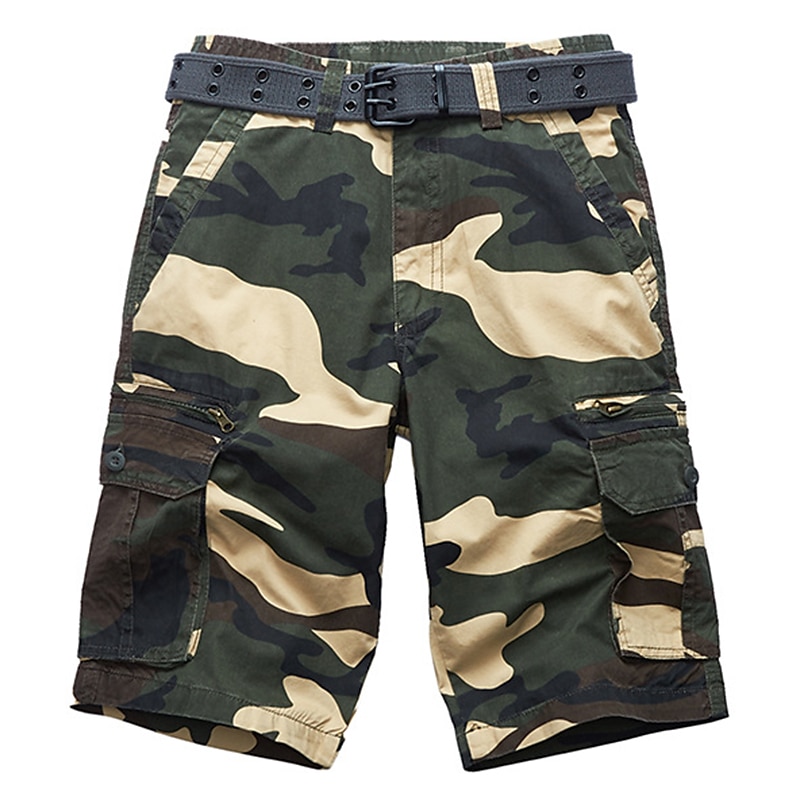 Herr Cargo-shorts Camo Shorts Vandringsshorts Ficka Kamuflasje Komfort Andningsfunktion Utomhus Dagligen Utekväll Mode Ledigt ArmyGreen Rubinrött 2025 - $38.99 –P2