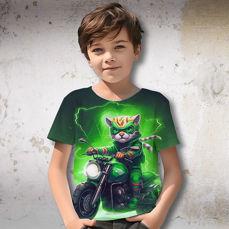 Para Meninos 3D Gráfico Animal Tigre Camisa Camiseta Manga Curta Impressão 3D Verão Primavera Ativo Esportes Moda Infantil 3-12 anos Ao ar livre Casual Diário Normal de 2025 por $11.99 -P5