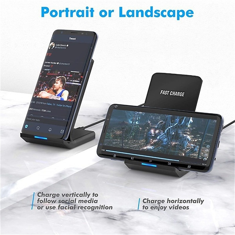 Fast Charger 15W Qi Wireless Charging Station for Iphone 13 12 11 Pro X Xs Xr 8 Samsung Galaxy S21 S20 Note20 S10 S9 Huawei Xiaomi Mobile Phone Charger Dock Stand Holder 2025 - $19.99 –P4