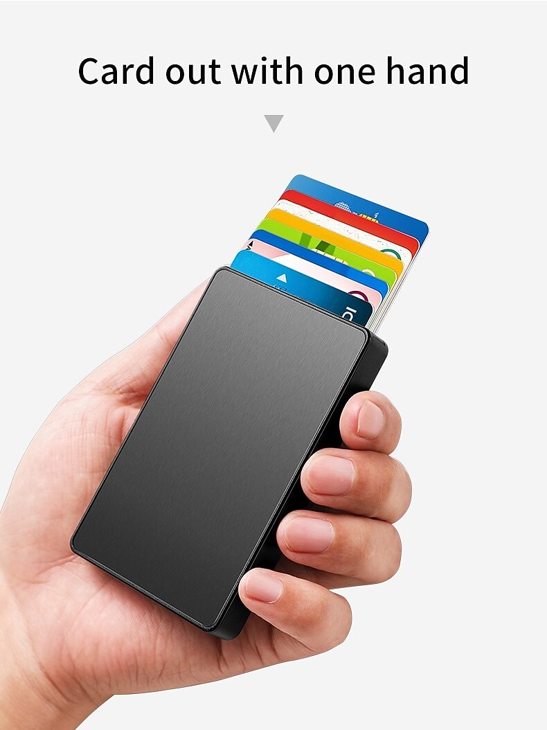 Slim Aluminum Card Holder Wallet ID Credit Card Holder Mini RFID Blocking Automatic Pop Up Bank Card Case Organizer 2025 - $8.99 –P3