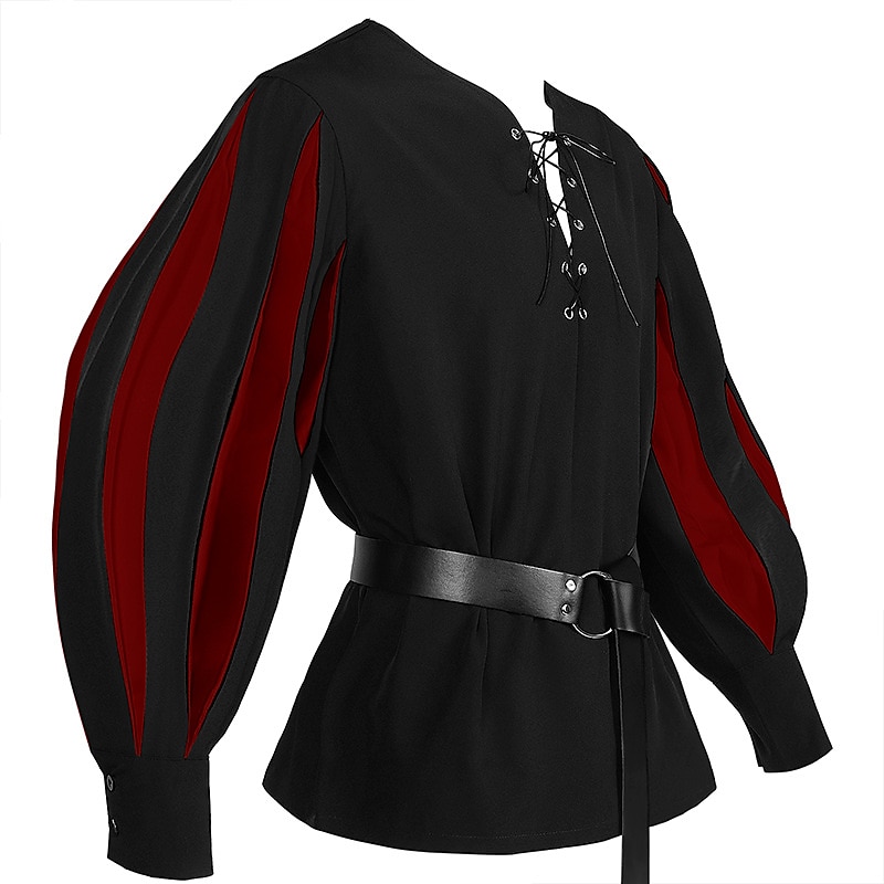 Retrò Vintage Punk & Gotico Medievale Blusa / Camicia Mascherata Tunica Fiera del Ren Cavaliere Vichingo Crociato Con Volant Blocco di colori Per uomo Celtico Costumi da pirata Carnevale Mascherata del 2025 a $38.99 –P12