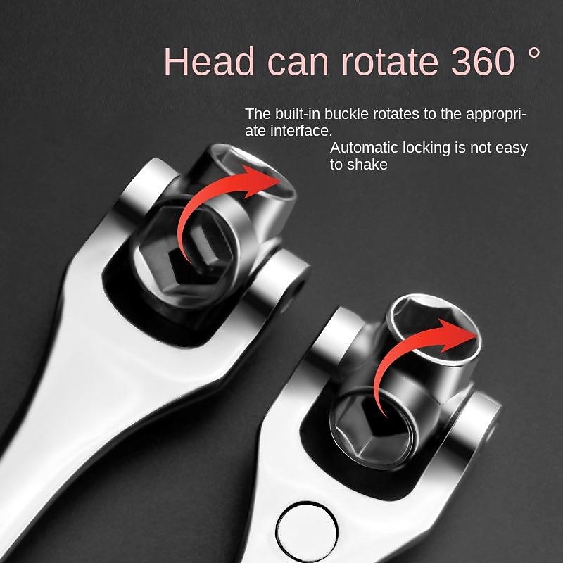 1pc Spanner Socket Wrench, Multi-Functional Spanner Tools With Spline Bolts 360 Degree Rotating Head, Universal Wrench For Furniture Car Repair 2025 - $38.99 –P8