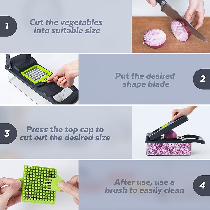 Vegetable Chopper 16 in 1Multifunctional Food Chopper Kitchen Vegetable Slicer Dicer Cutter Veggie Chopper With 8 Blades Carrot Chopper with Container 2025 - $46.99 –P7