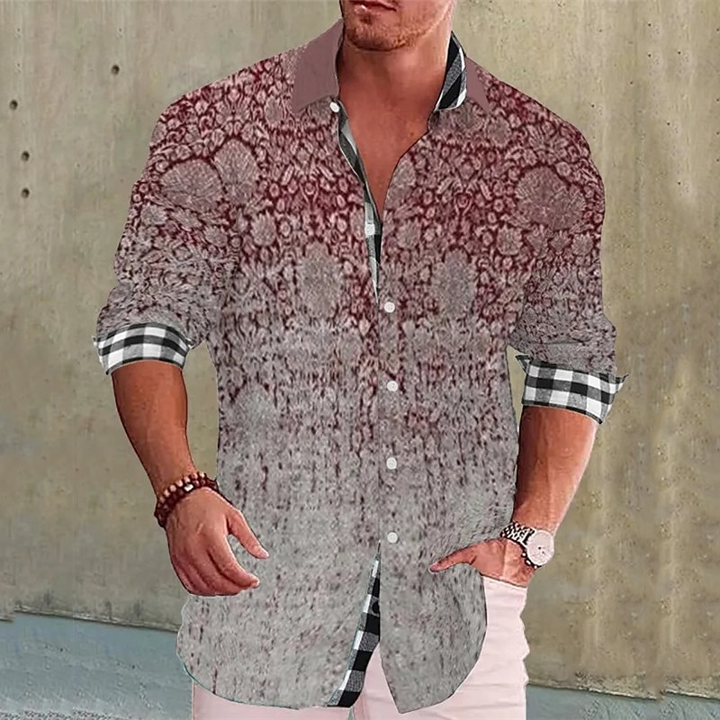 Voor heren Geometrie Papegaai Overhemd Hawaiiaans overhemd Aloha-shirt Lange mouw Overhemd Opstaand Modieus Streetwear Ontwerper Buiten Straat Casual Blauw-Groen Zwart Geel S M L 2025 - $27.99 –P3