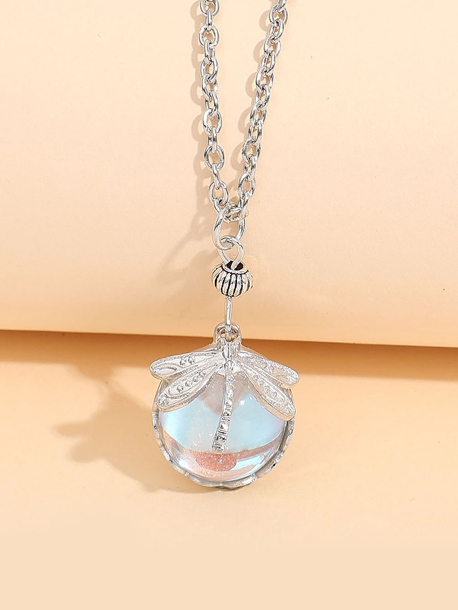 colier de damă 1 bucată pandantiv libelulă cabochon din sticlă verde lanț vintage moda boemă coliere creative în aer liber cu animale 2025 - $7.49 –P4