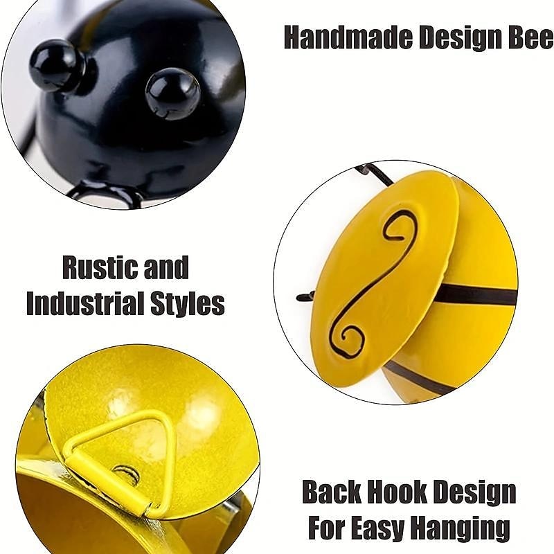 4 Stück Hummel-Wandkunst aus Metall, Kunsthandwerk, Ameisen-Metallskulptur, Gartenameisen-Dekoration, Wandbehang-Dekoration, Garten-Rasen-Dekoration, Innendekoration, farbenfrohe Außendekoration, niedliche Insektenskulptur, Gartendekoration 2025 - €21.99 –P7