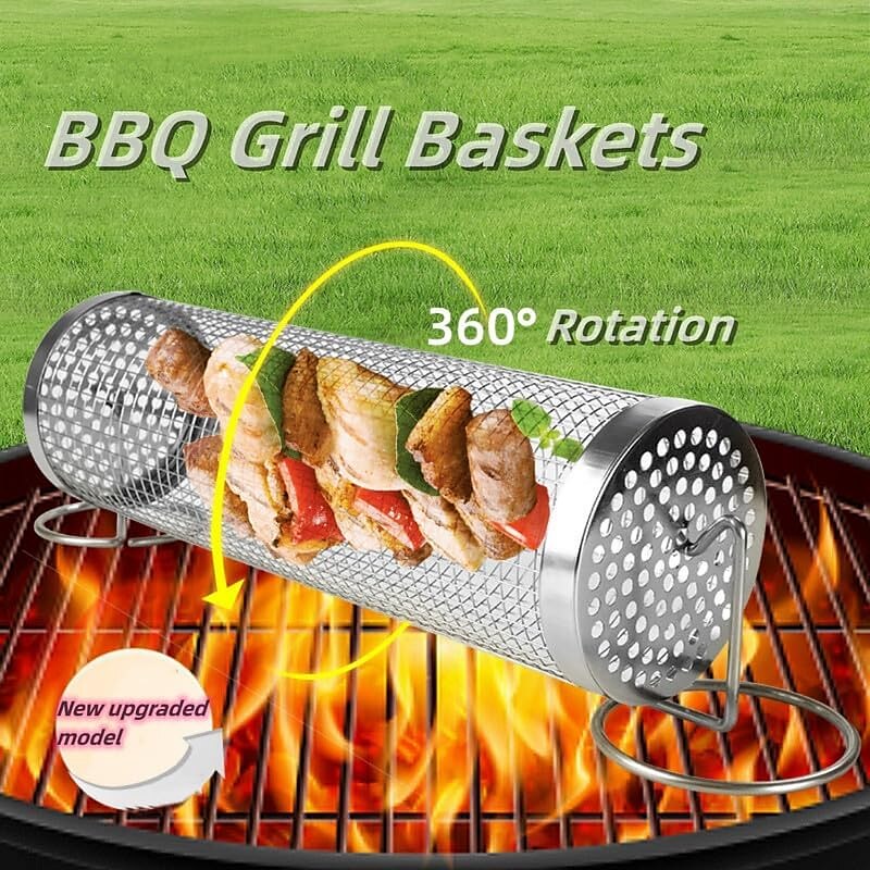 BBQ Grill Cage Stainless Steel Grill Tube Greatest Grilling Basket