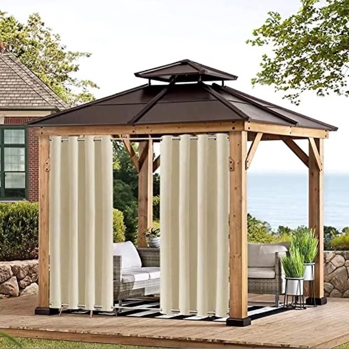 2 paneler utomhusgardiner vattentäta för inomhusbröllop uteplats tjock avskildhet grommet gardiner för bröllop sovrum, vardagsrum, veranda, pergola, cabana 2025 - $45.99 –P1
