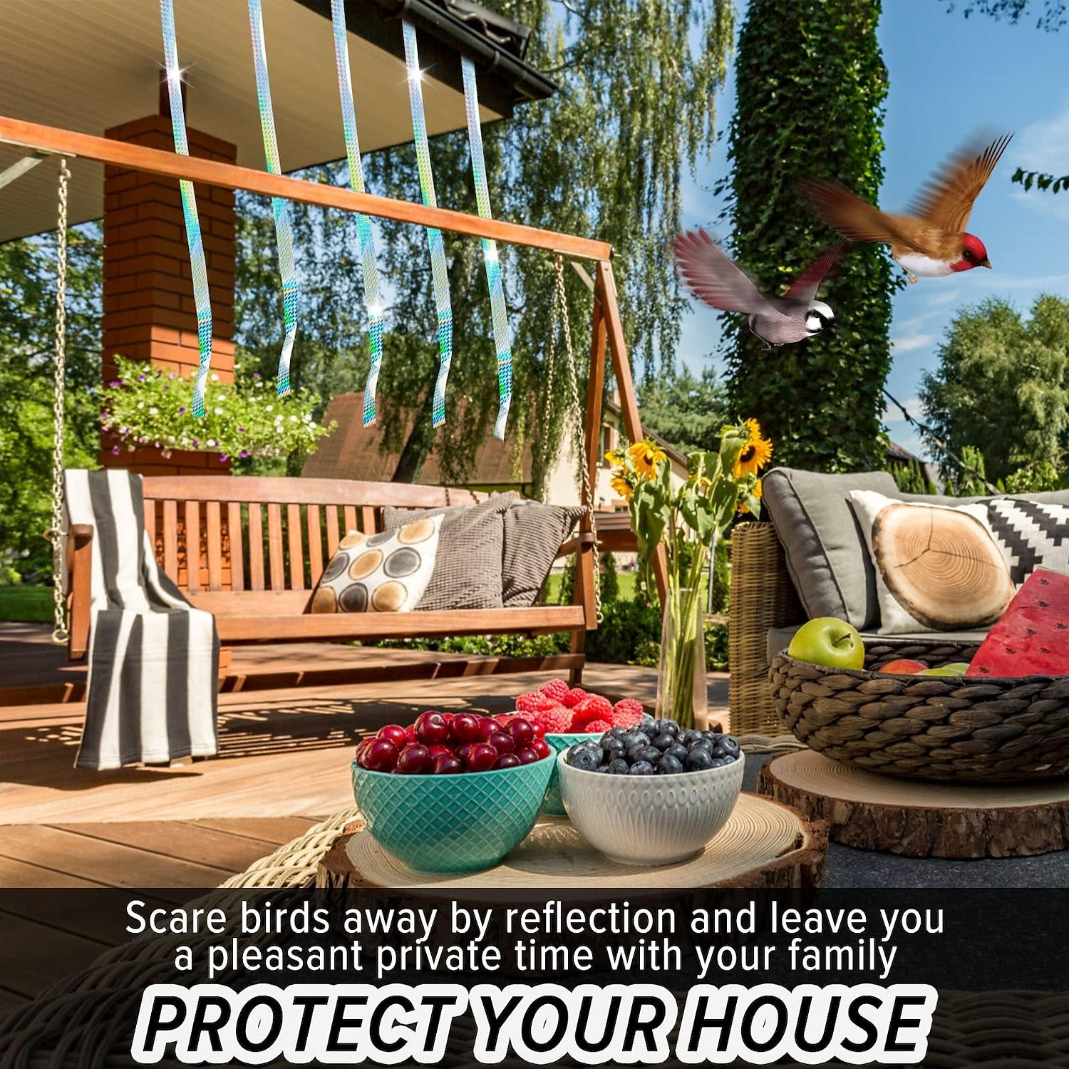ruban adhésif pour effrayer les oiseaux, ruban adhésif réfléchissant pour oiseaux effrayer les pics ruban adhésif réfléchissant effrayer les oiseaux pour l'extérieur, la maison, le jardin, la de 2025 ? $8.99 –P5