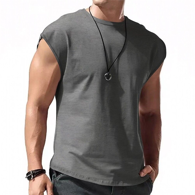 Herr Linne Undertröjor Ärmlös tröja Ärmlös Rund hals Sommar Slät Mode Designer Muskel Utomhus Utekväll Gym Svart Vit Rubinrött Topp t-shirt för män 2025 - $15.99 –P3