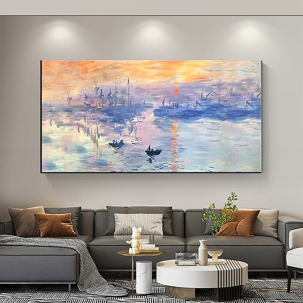 Pure Hand painted Sunset Sea Sky Ocean Beach Landscape Colorful Abstract Wall Art Extra Large Panoramic Oil Painting On Canvas 2025 - $83.99 –P4