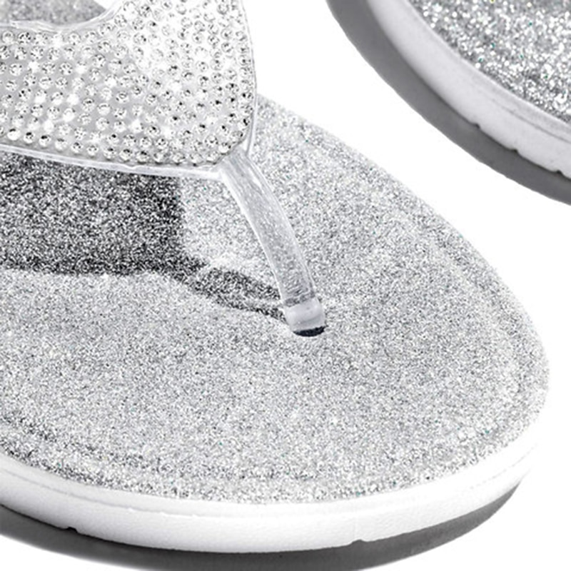 flip flop-sandaler för kvinnor i silver med strass utsmyckningar - glittrande sommarstrandkläder för fester och speciella tillfällen 2025 - $19.99 –P3