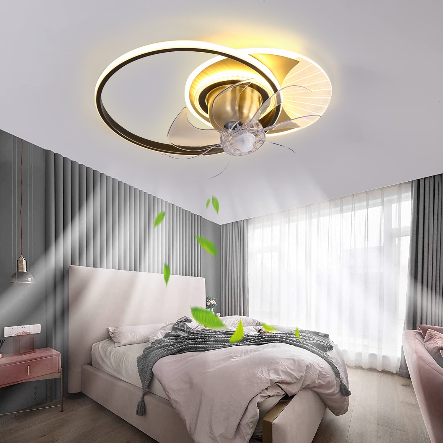 Deckenventilator mit Lichtern, 19,5 Zoll, dimmbare LED, 3 Farben, 6 Geschwindigkeiten, Timing, umkehrbare Flügel mit Fernbedienung, Ventilator-Kronleuchter für den Haushalt, flacher, bündig montierter 2025 - $359.89 –P9