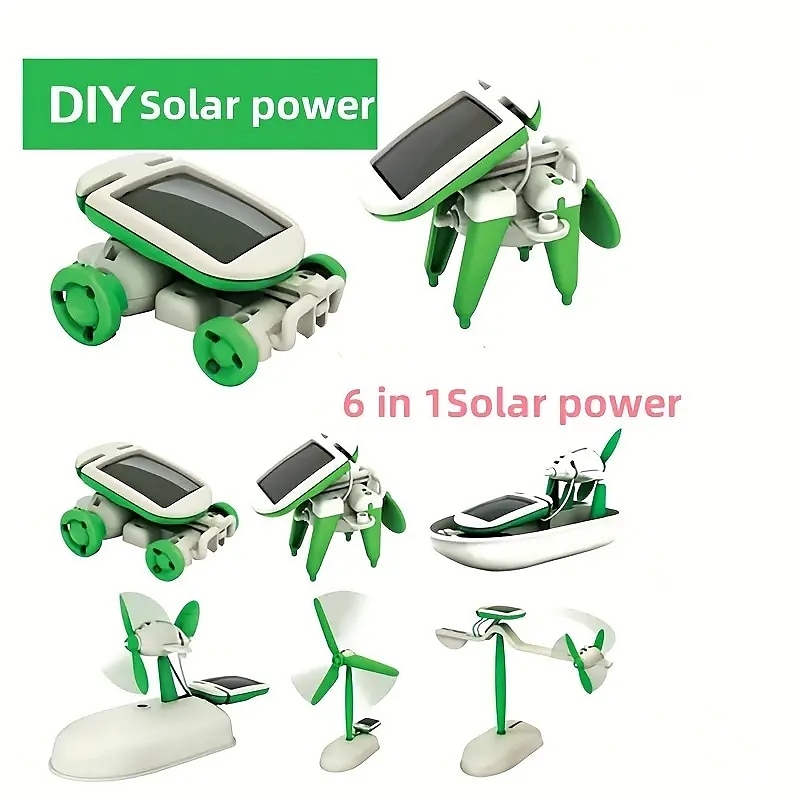 2025年 DIY 6-in-1 ソーラーアセンブリおもちゃ子供の科学生産科学と教育おもちゃトランスフォーマーファンスクアルスボート子犬  コレクション – $15.99 –P5