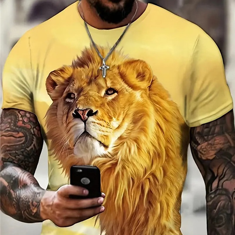 Herre Grafisk Dyr Løve T skjorte Kortermet T skjorte 3D-utskrift Crew-hals Skjorte Årgang Mote Designer utendørs Daglig Sport Svart Gul Rød Vår sommer Klær S M L XL 2XL 3XL 2025 - $17.99 –P1