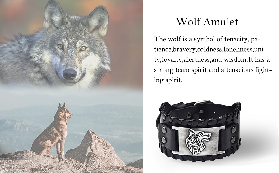 Breites Wikinger-Armband, antikes Silber, Wolfskopf-Muster, Armreif, PU-Manschette, Retro-Vintage-Mittelalter, für Männer und Frauen 2025 - $13.49 –P5