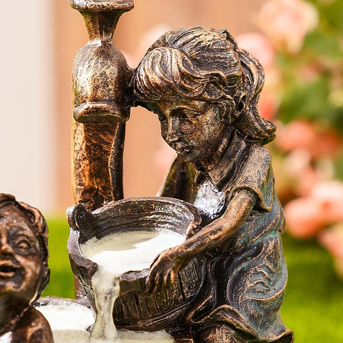 садовая статуя фонтана флуоресцентный свет ночью детская прихоть античная бронзовая скульптура фонтана ландшафтный дизайн украшение для сада газон патио балкон художественный декор 2025 - $12.99 –P11