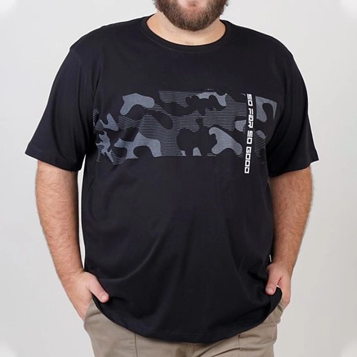 Hombre Talla Grande Grande Alto Camiseta Tee Cuello redondo Negro Blanco Azul Marino Mangas cortas Exterior Noche Estampado Letra camuflaje Ropa Mezcla de Algodón Ropa de calle Elegante Casual 2026 - $13.49 –P5