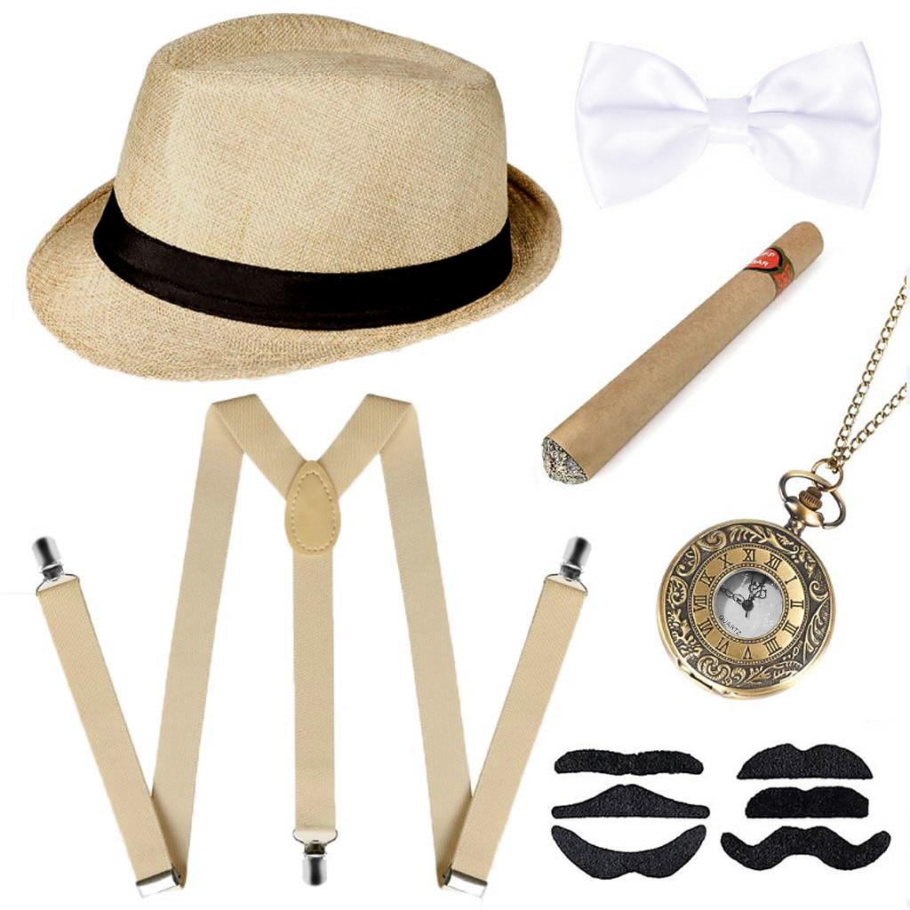 Loucos anos 20 Anos 20 Retro Vintage Chapéu panamá Conjunto de acessórios O Grande Gatsby Fantasia Homens Baile de Máscaras Festa de Solteira Adulto Arco Mais Acessórios Chapéu de 2026 por $21.99 –P2